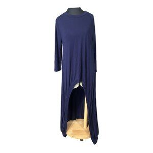 Annabelle Womens High-Low Hem Navy Maxi Dress With 3/4 Sleeves